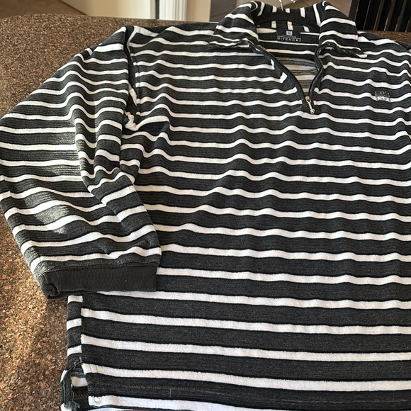 GIVENCHY MEN’S/LADIES BLACK GRAY WHITE VELOUR HALF ZIP SHIRT-VINTAGE - Picture 2 of 9